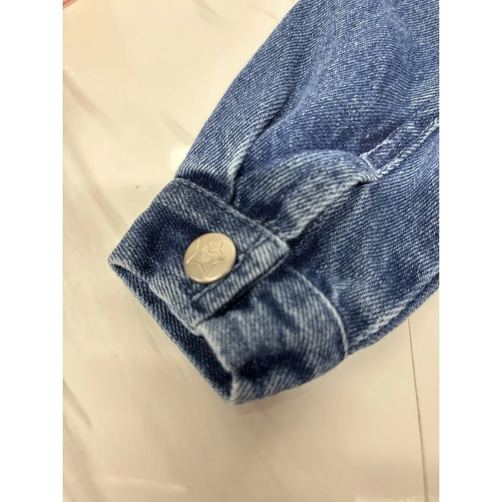 Disney Store Blue Denim Jacket Mickey Mouse Pluto American Flag Toddler 6 Months